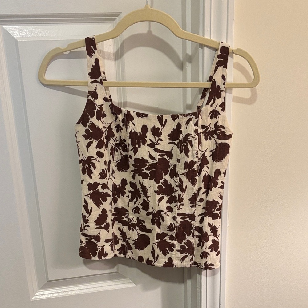 Floral Brown and Cream Women's Top